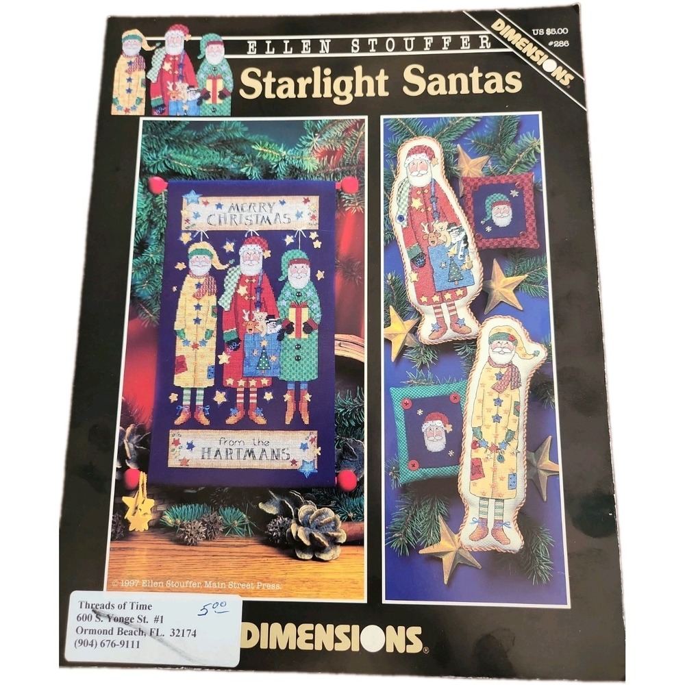 Dimensions "Starlight Santas" Cross Stitch Pattern Christmas New Old Stock OOP
